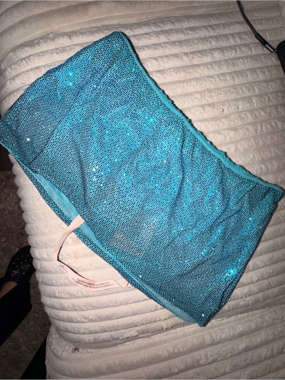 Oh Polly Turquoise Sequin Mini Skirt